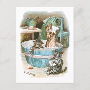 Kitten Bath av Louis Wain Vykort