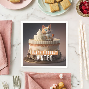 Kitten Birthday Cake - Party Pappersservett