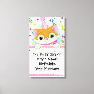 Kitten Birthday Memento Canvastryck
