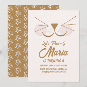 Kitten Birthday Tass-ty Party Animal Inbjudningar