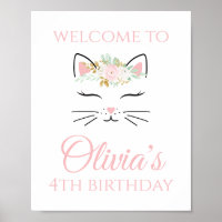 Kitten Birthday Välkomstskylt Blommigt kattunge an
