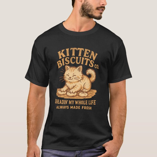 Kitten Biscuits Co. Shirt Cute Orange Cat Kneading T (Framsida)