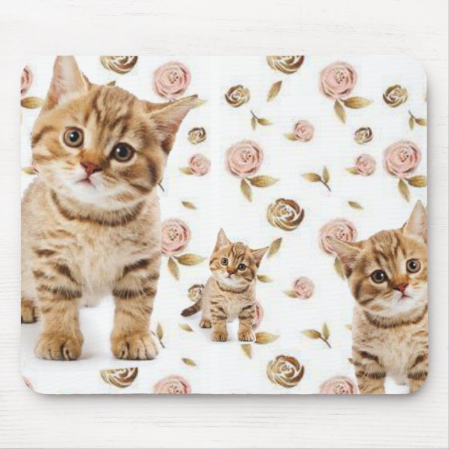 Kitten Blommigt Mouse Pad! Musmatta (Framsidan)