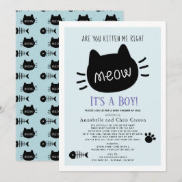 Kitten Blue Boy Shower by Mail Inbjudningar