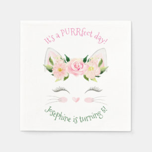 Kitten Cat Flowers Birthday Pappersservett