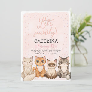 Kitten Cat Låt oss inbjudan på födelsedagen