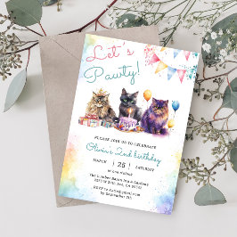 Kitten Cat Låt oss Pawty 2:a födelsedagen Party Inbjudningar