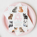 Kitten Cat Låt oss Pawty Birthday Inbjudningar<br><div class="desc">Grattis till din lilla speciella dag med den här kattade födelsedagen.</div>