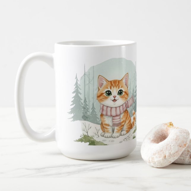 Kitten Cat Mug, Watercolor Cat Lover Gift Kaffemugg (Med munk)