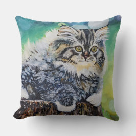 Kitten Cat Painting Dekorativ kudde