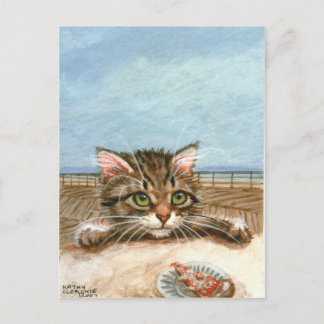 Kitten Cat Pizza Beach-vykort Vykort