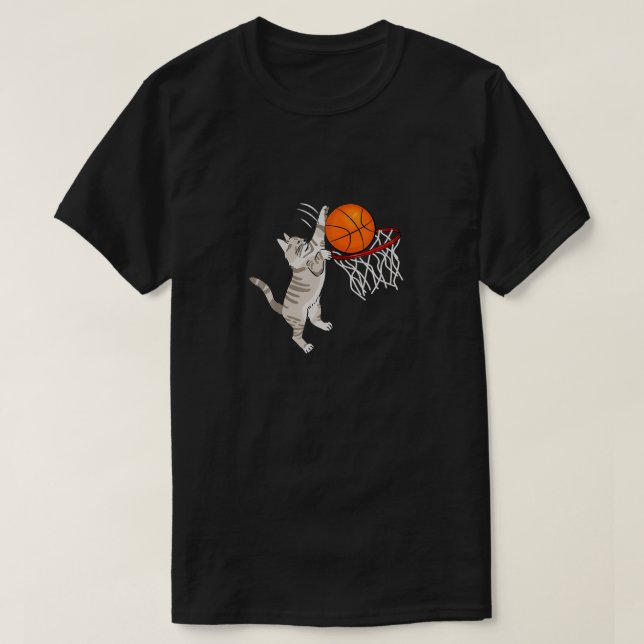 Kitten Cat Play Basketball Dunking Basketball L T Shirt (Design framsida)