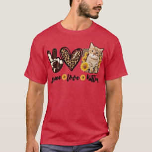 Kitten Cat Women leopard Peace Kärlek Cat T Shirt