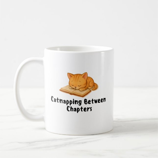Kitten Catnapping mellan kapitlen, Cat Lover Kaffemugg (Vänster)