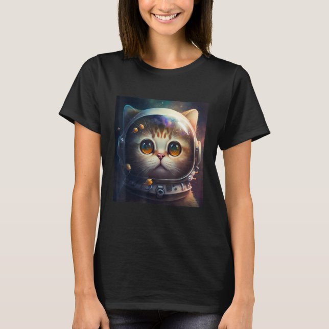 Kitten Cosmic Kostym Rymden Cat Astronaut Desig T Shirt (Framsida)