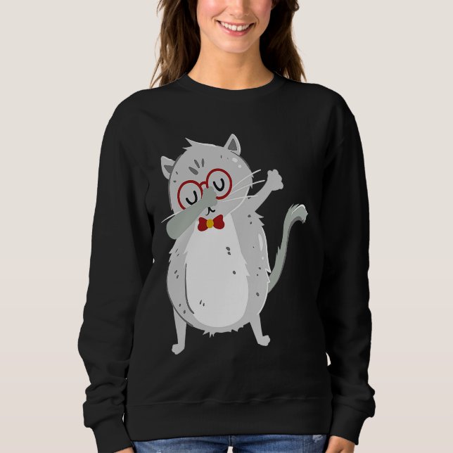 Kitten Dab I Grey Cat with Glasses I Dabbing Cats T Shirt (Framsida)