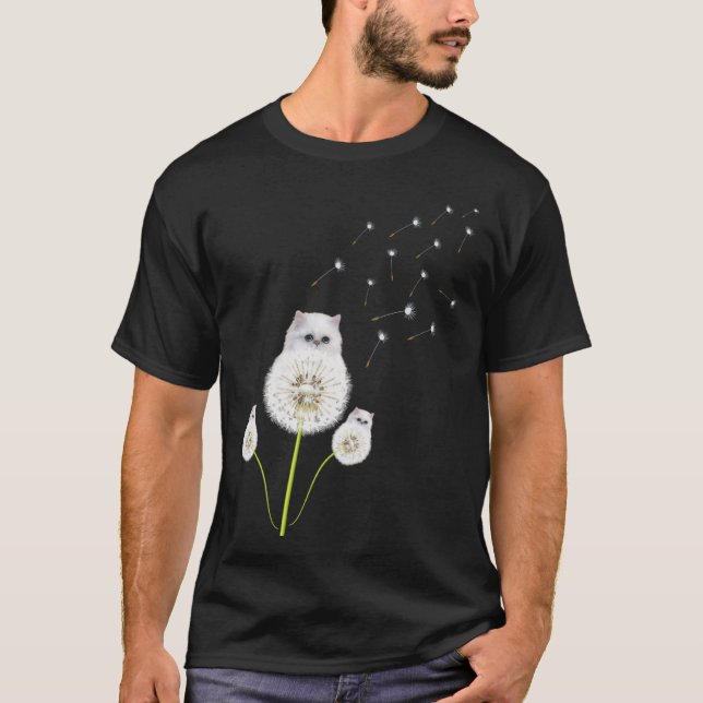 Kitten Dandelion Flowers Cat Kattunge Animal Kärle T Shirt (Framsida)