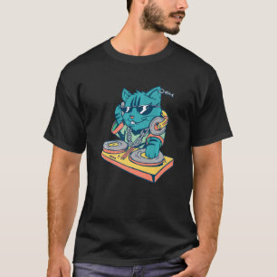Kitten Dj Cat Sunglasses Headphone Vinyl Turntabl T Shirt