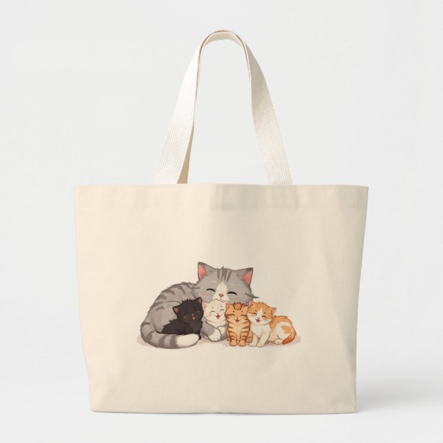 Kitten Family Cuddle Portrait - Tote Jumbo Tygkasse (Framsidan)