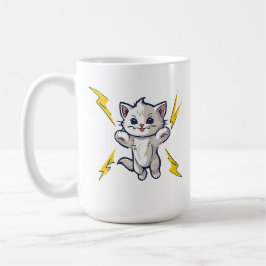 Kitten fierce pussy cat lightning bolts FEMALE ERA Kaffemugg