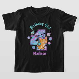 Kitten Fjärde födelsedagskjortan Kat Birthday T Shirt