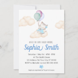 Kitten Flicka Baby Shower Balloons Clouds Inbjudningar