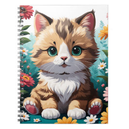 Kitten & Flowers Anteckningsbok
