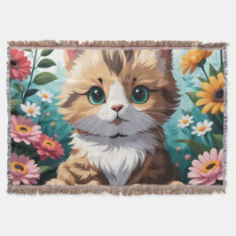 Kitten & Flowers Filt