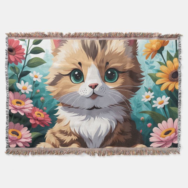 Kitten & Flowers Filt (Framsidan)