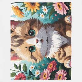 Kitten & Flowers Fleecefilt