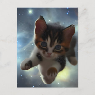 Kitten Flyger i rymden Vykort