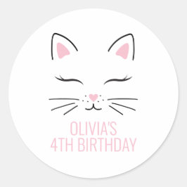 Kitten födelsedagsfest-klistermärken kattunge ansi runt klistermärke