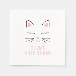 Kitten Födelsedagsfest napkins rosa Pappersservett
