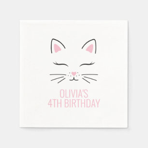 Kitten Födelsedagsfest napkins rosa Pappersservett