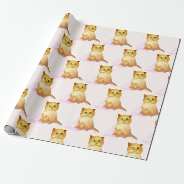 Kitten, födelsedagsjullen Party Wrapping Papper Presentpapper (Utrullad)