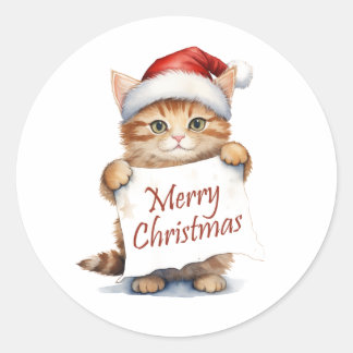 Kitten God jul Runt Klistermärke