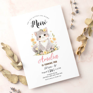 Kitten Grått Tabby Kattunge Birthday-inbjudan Inbjudningar
