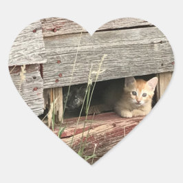 Kitten Heart Sticker Hjärtformat Klistermärke
