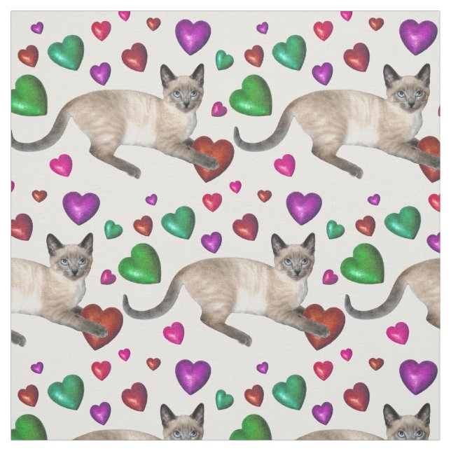 Kitten Hearts Fabric Tyg (Provkarta)
