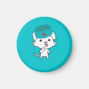 Kitten Hund med Hat Magnet