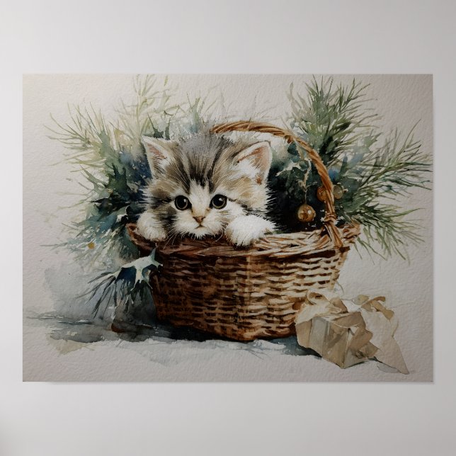 Kitten i Basket Poster (Framsidan)