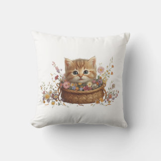 Kitten i Basket - T-tröjans design för kute Cat Kudde