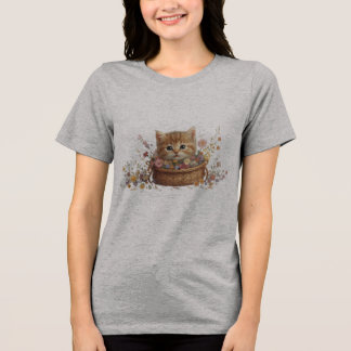 Kitten i Basket - T-tröjans design för kute Cat T Shirt