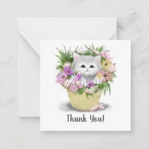 Kitten i Basket Tackkort Card Anteckningskort