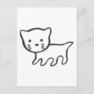Kitten i Black and White Sketch Vykort