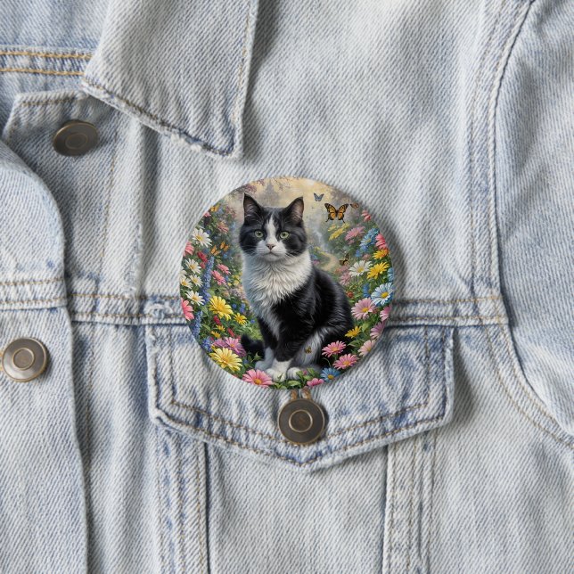 Kitten i blomsterträdgården knapp (In Situ)