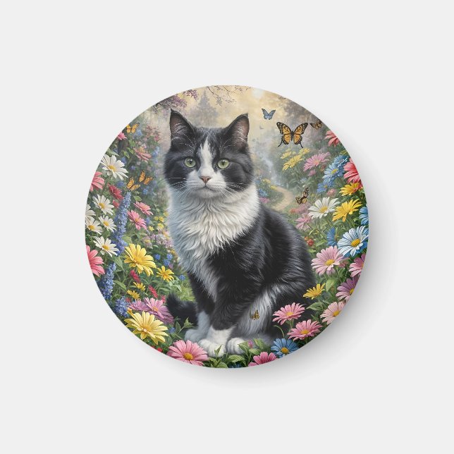 Kitten i blomsterträdgården magnet (Framsidan)