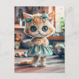 Kitten i Blue Skirt och band på huvudet Helg Vykort