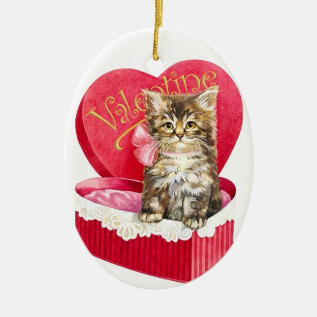 Kitten i Candy Box Julgransprydnad Keramik (Framsidan)