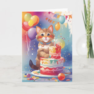Kitten i Colorful Firande Party Kort